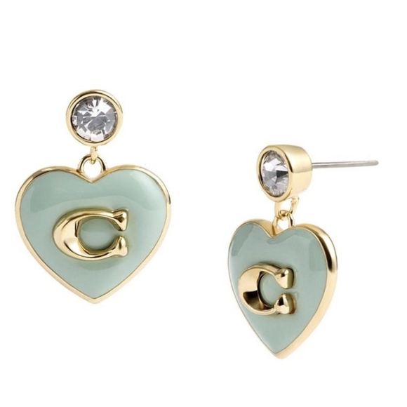 Coach Signature Heart Drop Earrings - Picture 5 of 5